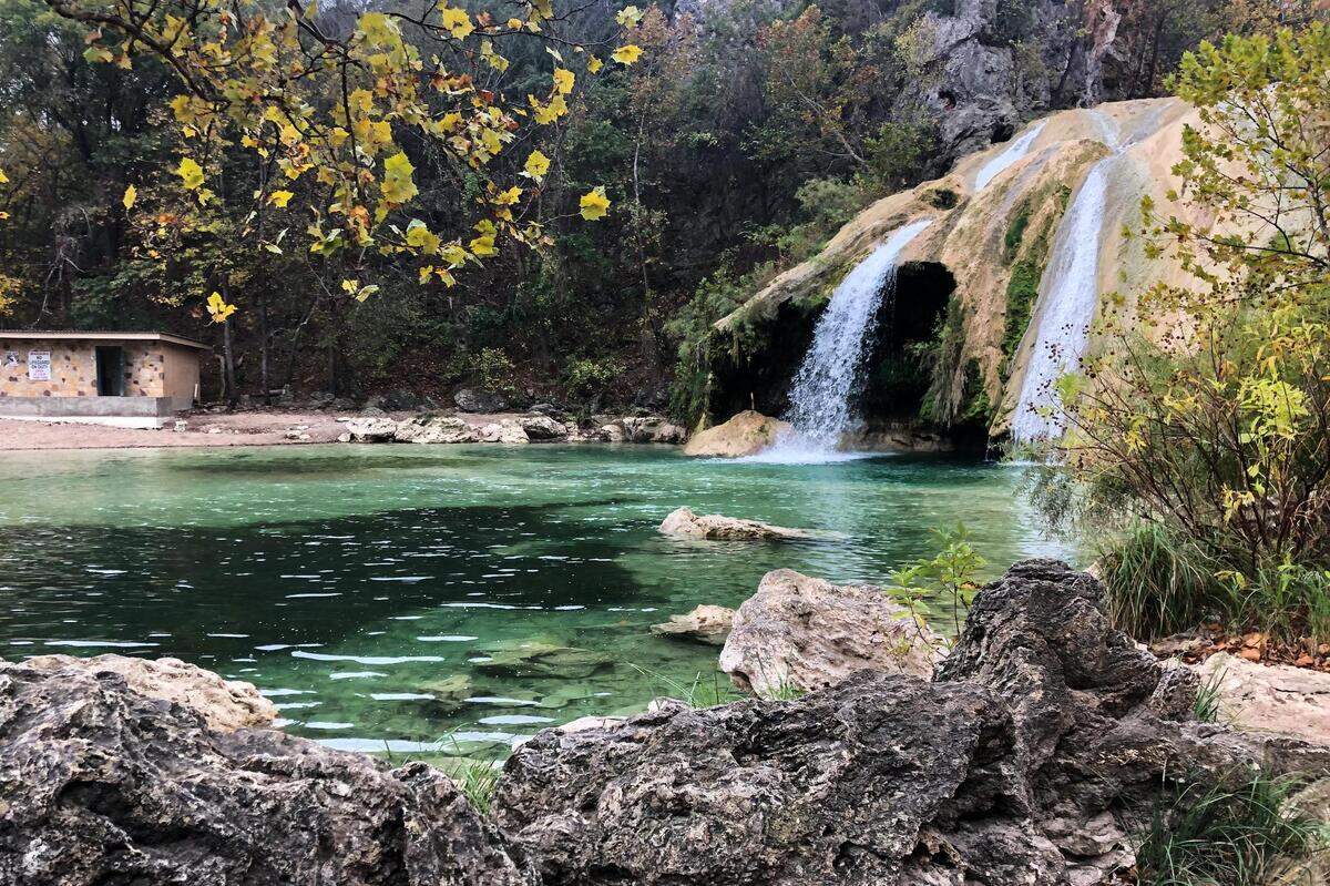 Turner Falls are the largest waterfalls in Oklahoma located at Turner Falls Park in Davis.