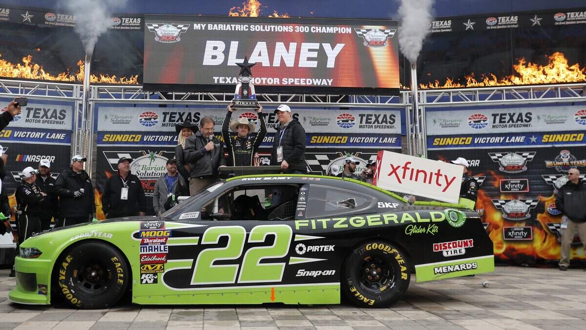 Ryan Blaney (22) won the Xfinity Series My Bariatric Solutions 300 at Texas Motor Speedway Saturday April 07, 2018.