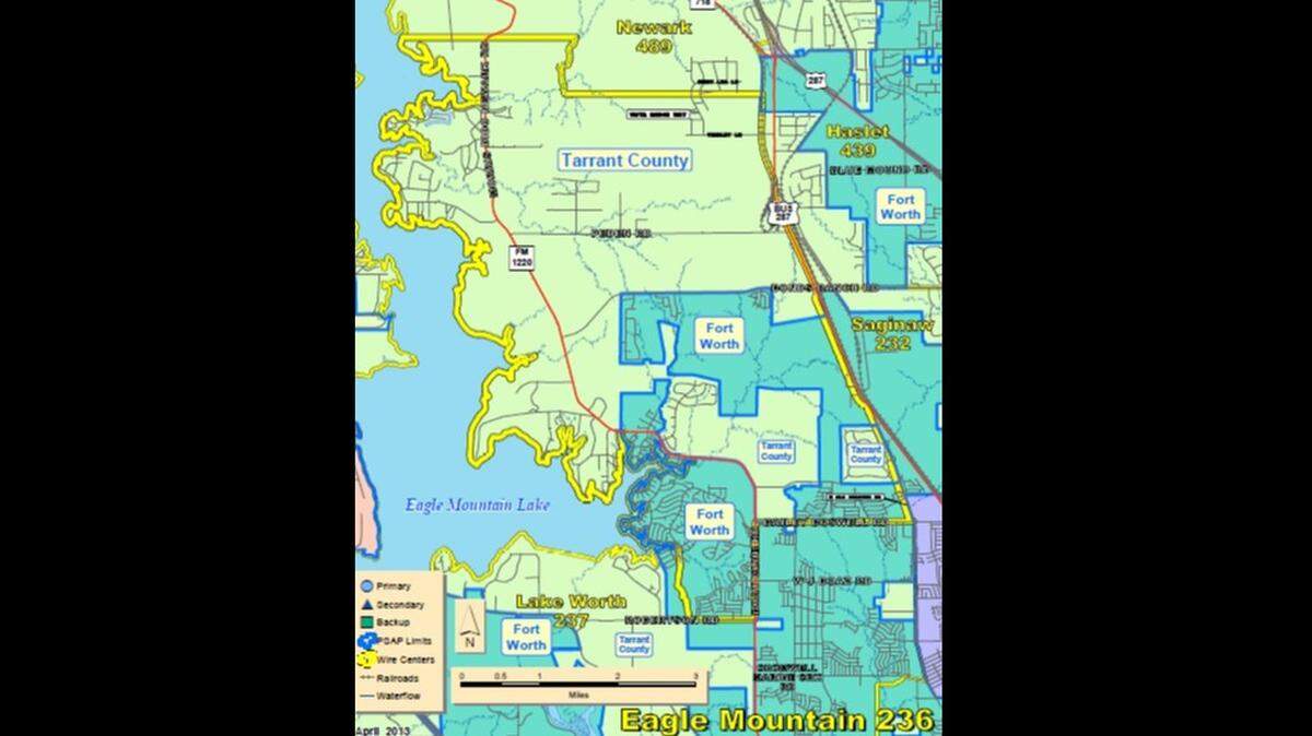 Parts of north Tarrant County and Fort Worth shown on this map experienced a 911 outage.