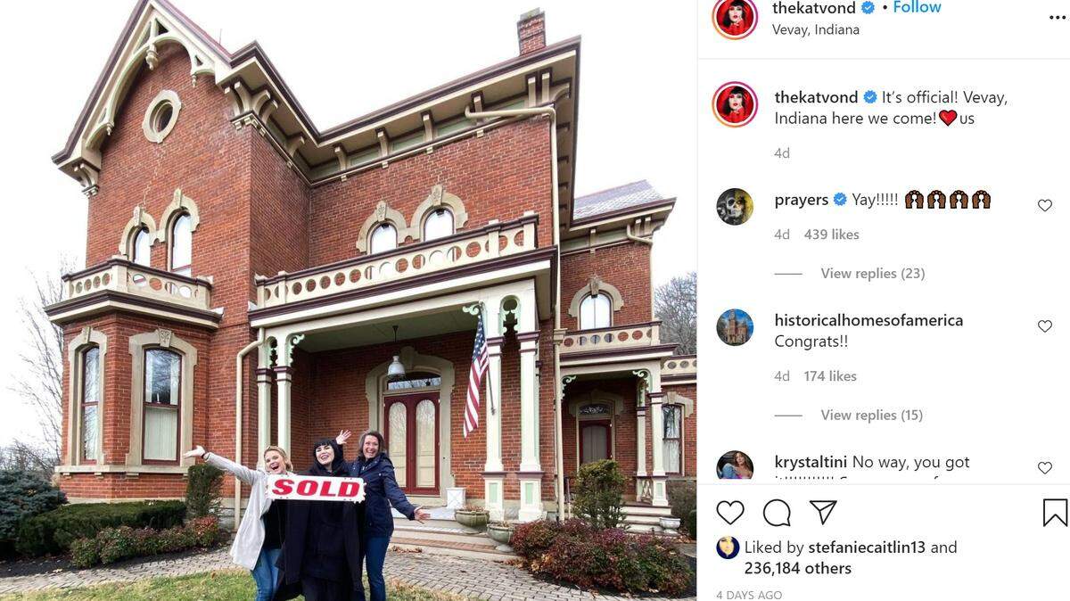 Kat Von D announced on Instagram that she bought the Schenck Mansion in Indiana.
