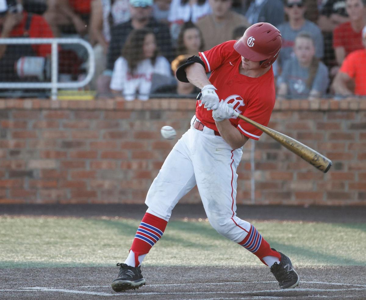 Grapevine second baseman Peyton Tatum takes a cut during Game 2 of a UIL Class 5A Regional final baseball game at Nathan F. Sanford Field at L.D. Bell in Hurst, Texas, Friday May 31, 2024. Grapevine defeated Argyle 8-2 to force a game 3 Saturday at 1 pm.