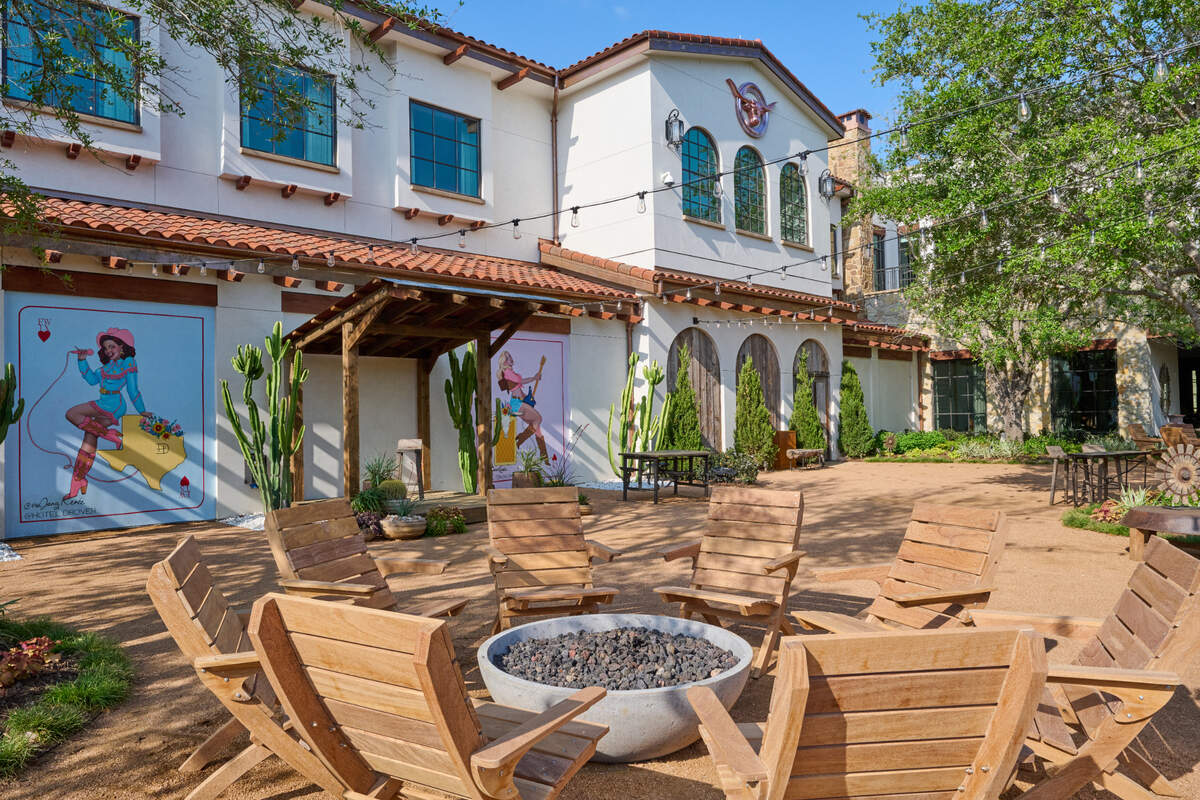 The backyard of the Hotel Drover in Fort Worth.