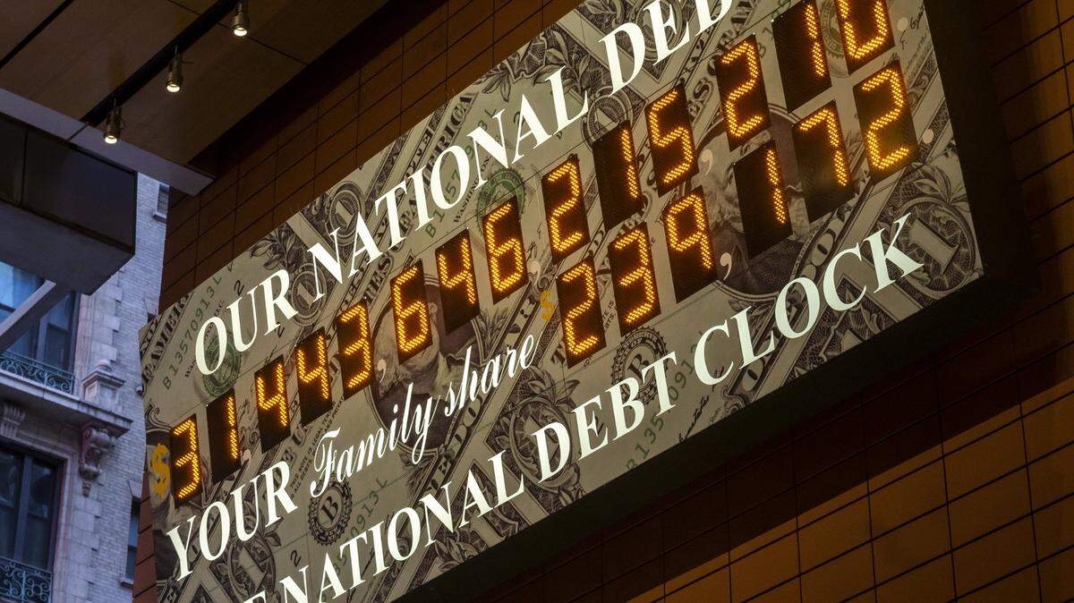 The National Debt Clock in Times Square in 2023. (Photo by Richard B. Levine)