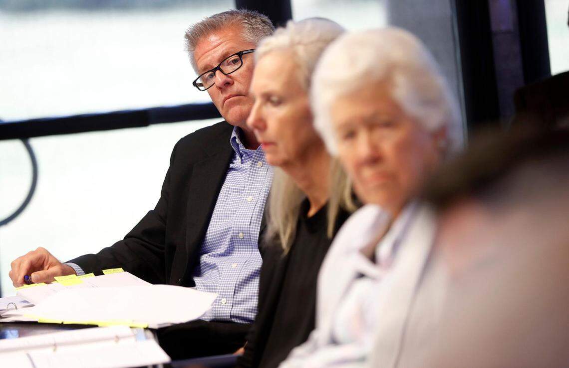 Trinity River Vision Authority executive director J.D. Granger listens as he and other Fort Worth officials listenreceive an independent review of the city’s Panther Island project on Monday, August 12, 2019.
