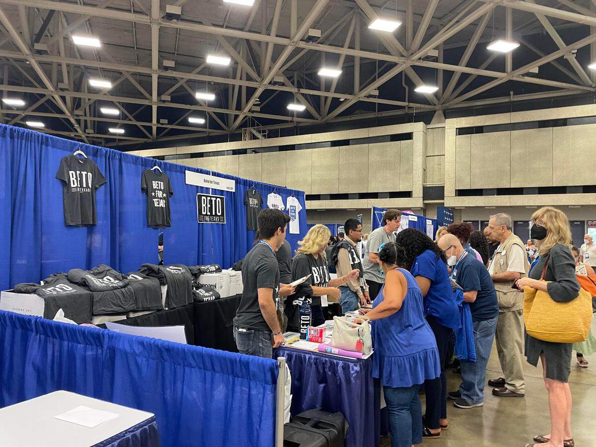 Beto O’Rourke, the Democratic nominee for Texas governor, was among those with booths at the Texas Democratic Convention in Dallas.