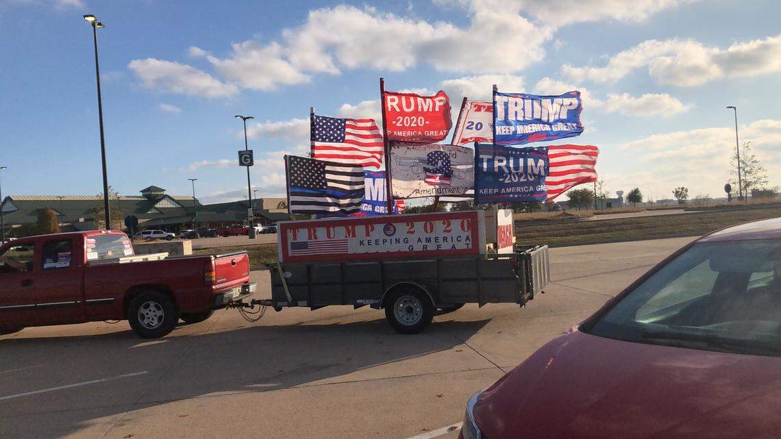A convoy of about 40 cars joined a “Trump parade” to protest the outcome of the 2020 election, which many said was a result of election fraud. The group drove to Oklahoma from Fort Worth on Sunday, Nov. 8.