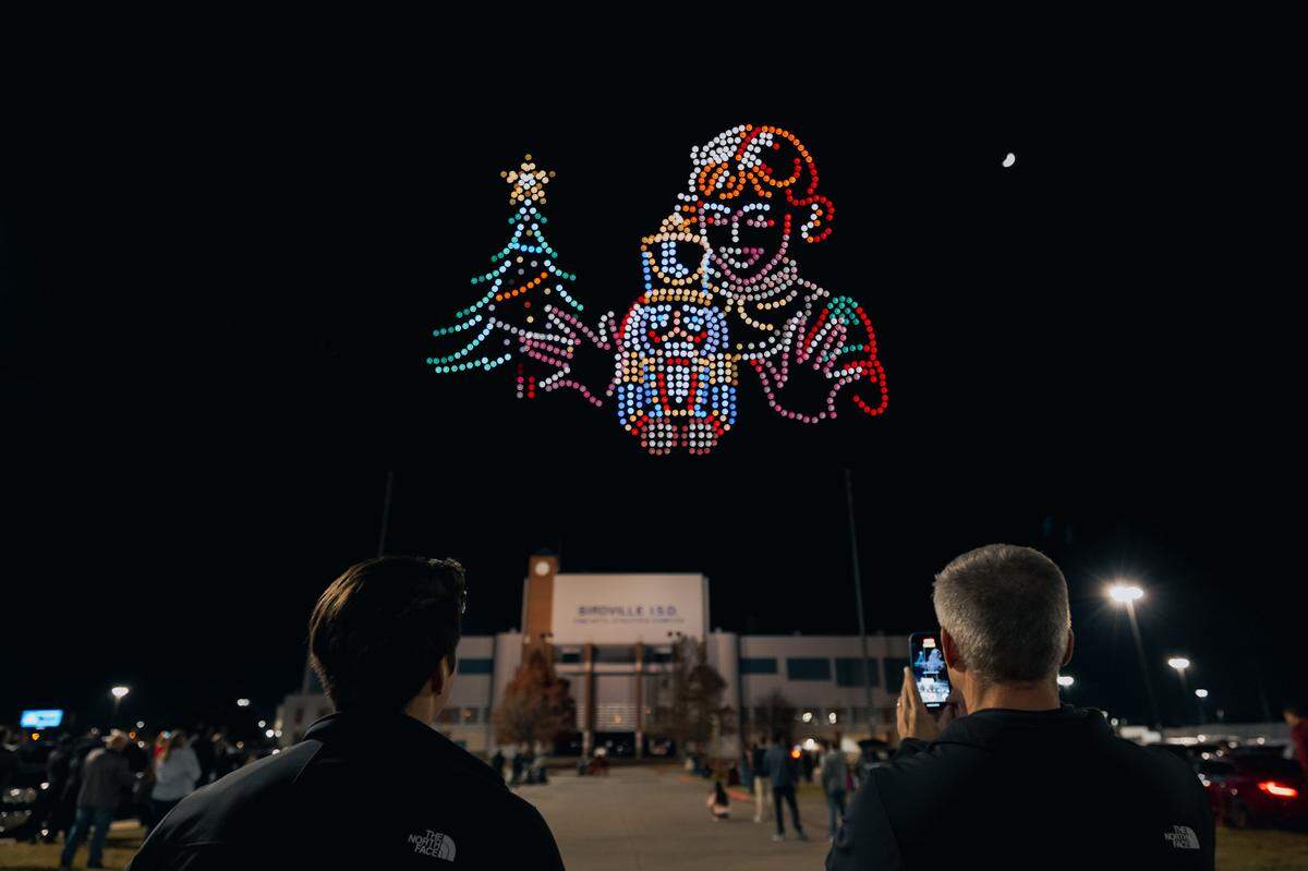 Drone displays at Sky Elements’ holiday drone show included scenes from “The Nutcracker.”