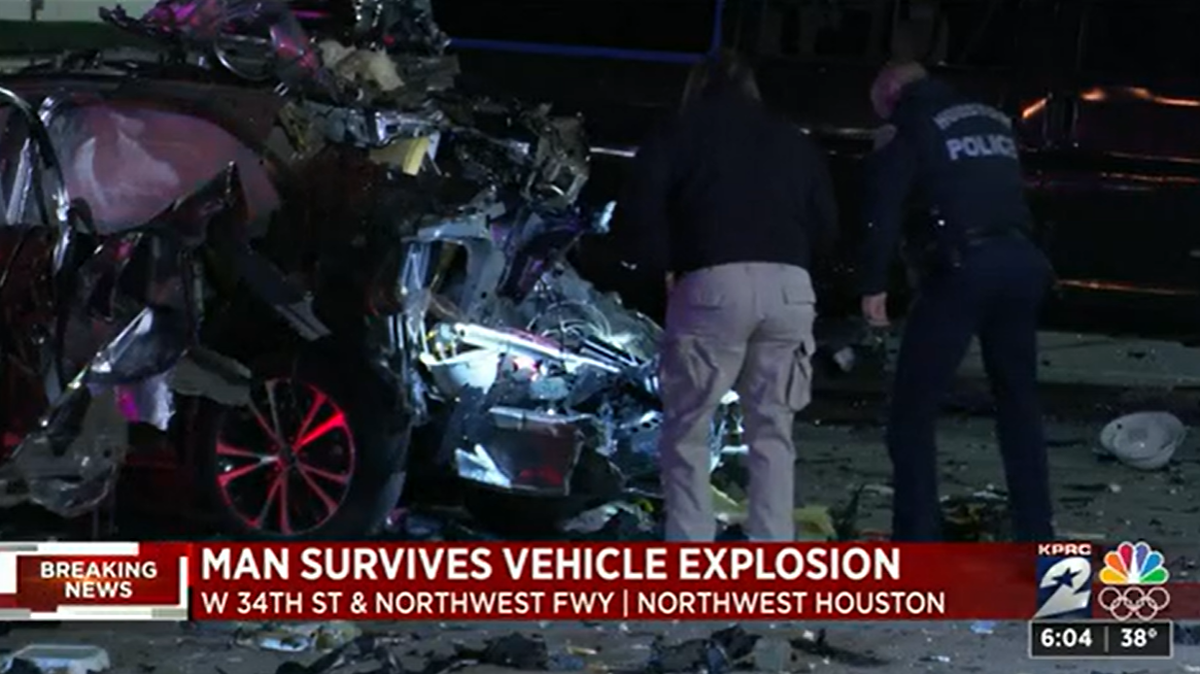 A Sonic employee’s car exploded in the parking lot outside the restaurant, and he narrowly survived, police in Houston, Texas, say.
