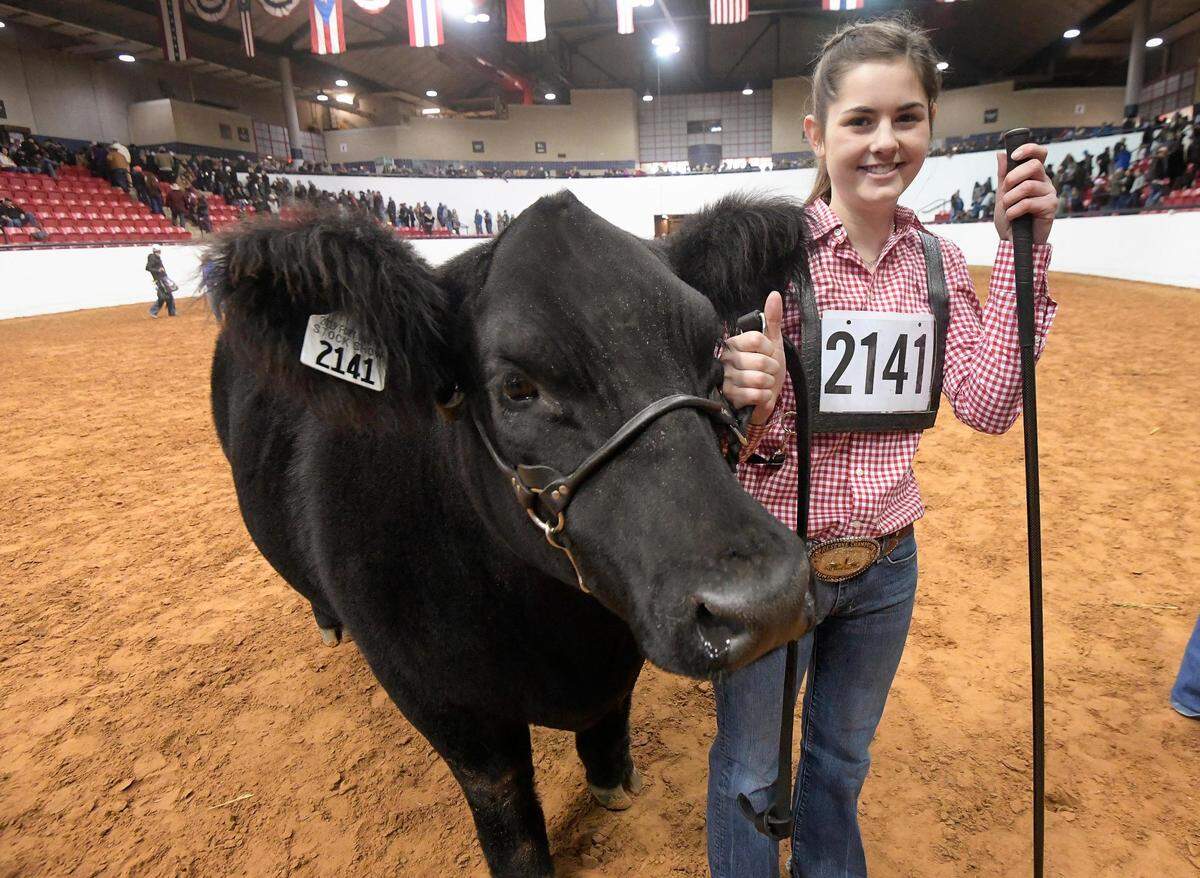 Saige Martin, Hereford, wins Reserve Grand Champion steer King during the Fort Worth Stock Show at Will Rogers Memorial Center in Fort Worth, TX, Friday, Feb. 8, 2019.
