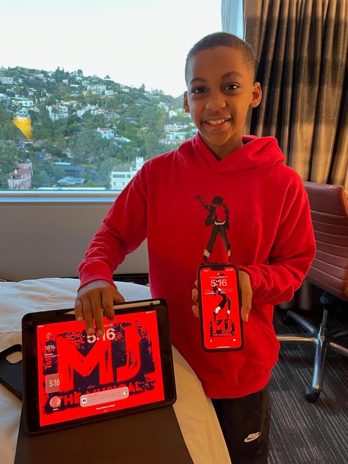 Bryce Holmes, 12, of Colleyville is performing as young Marlon Jackson, the older brother of Michael Jackson, in the traveling production of ‘MJ’ at Bass Hall May 13-18.