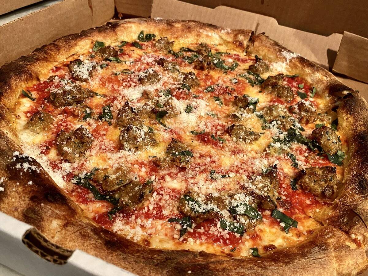 Zoli’s owner Jay Jerrier called this his best pizza ever: a “Spangler” cheese pizza with hand-pinched sausage.