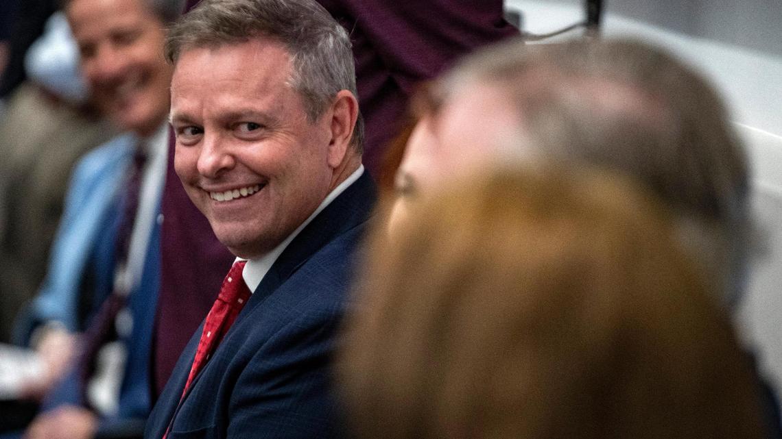 County Judge Tim O’Hare attends an event introducing the Texas A&M-Fort Worth campus on Thursday, Jan. 19, 2023, at Burnett Plaza.