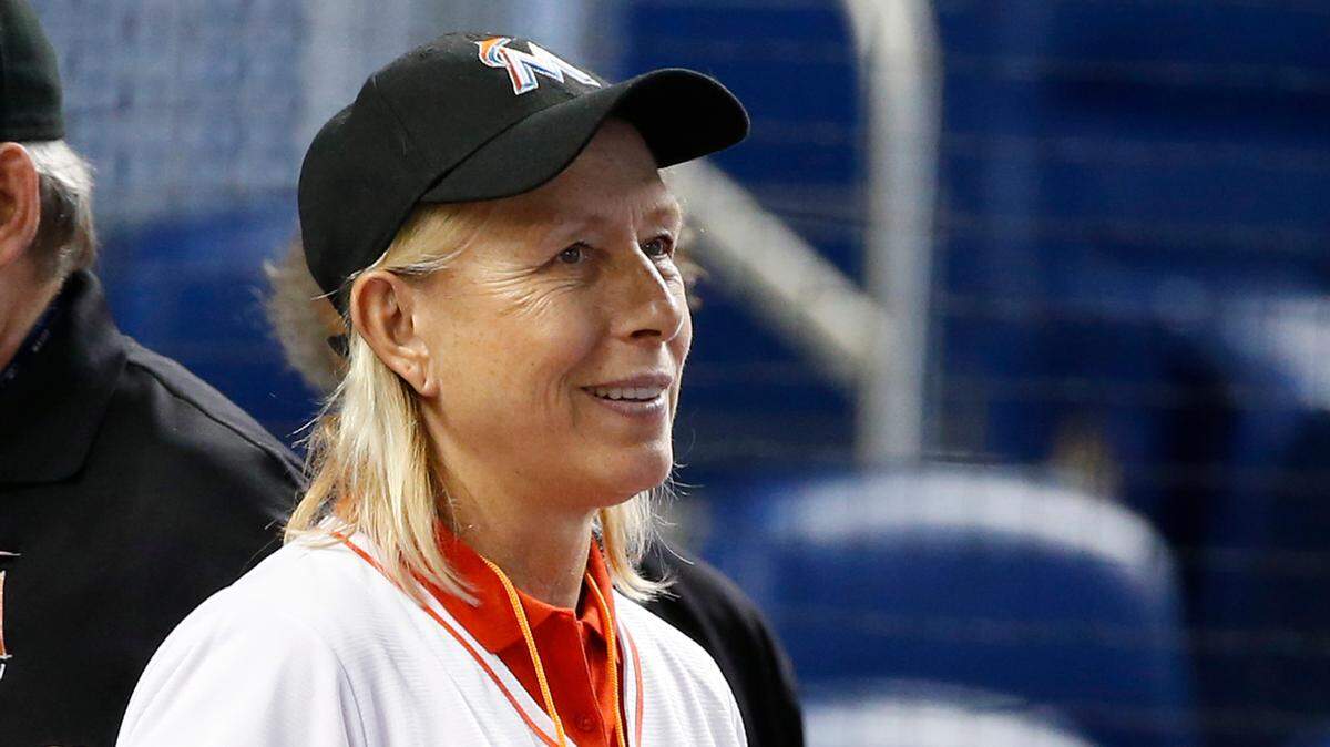 Tennis legend Martina Navratilova, pictured here at a Miami Marlins baseball game, is back in Fort Worth to serve as an TV analyst for the WTA Finals.