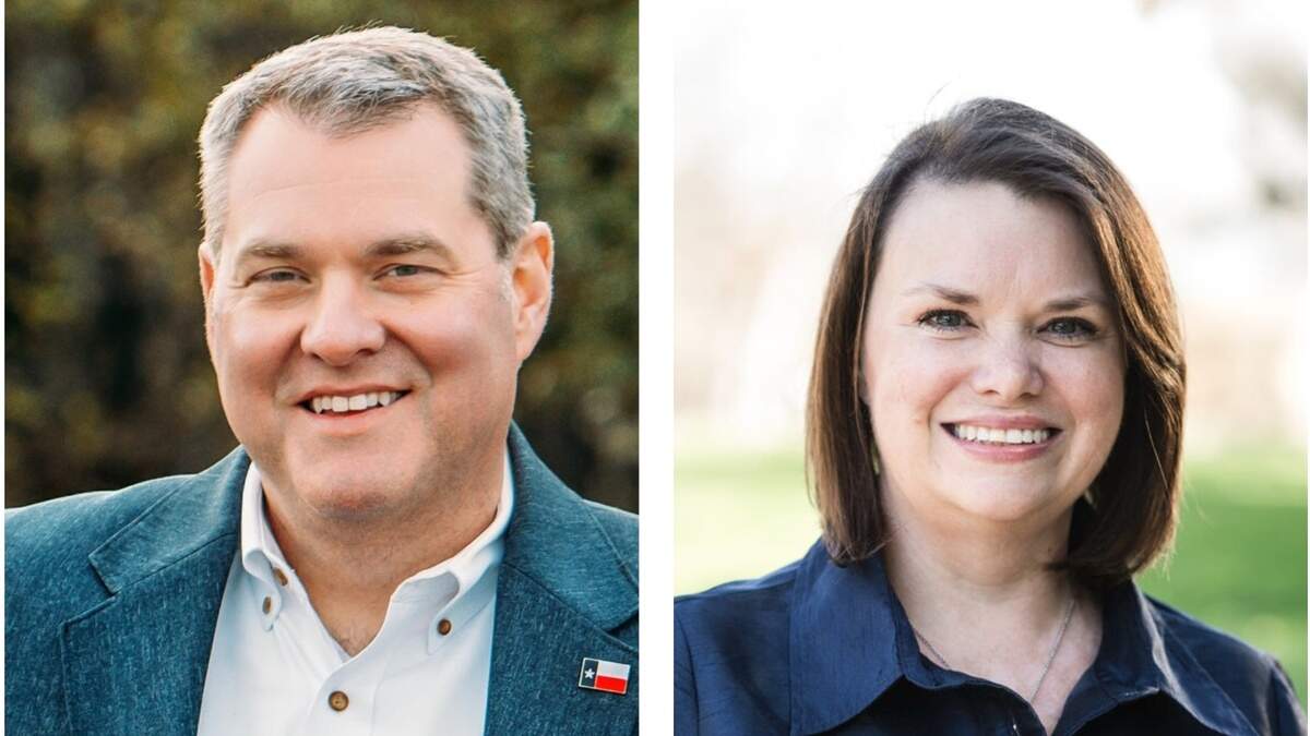 Republican Andy Hopper, left, and Democrat Angela Brewer, right, are running to represent parts of Denton and Wise County in Austin.