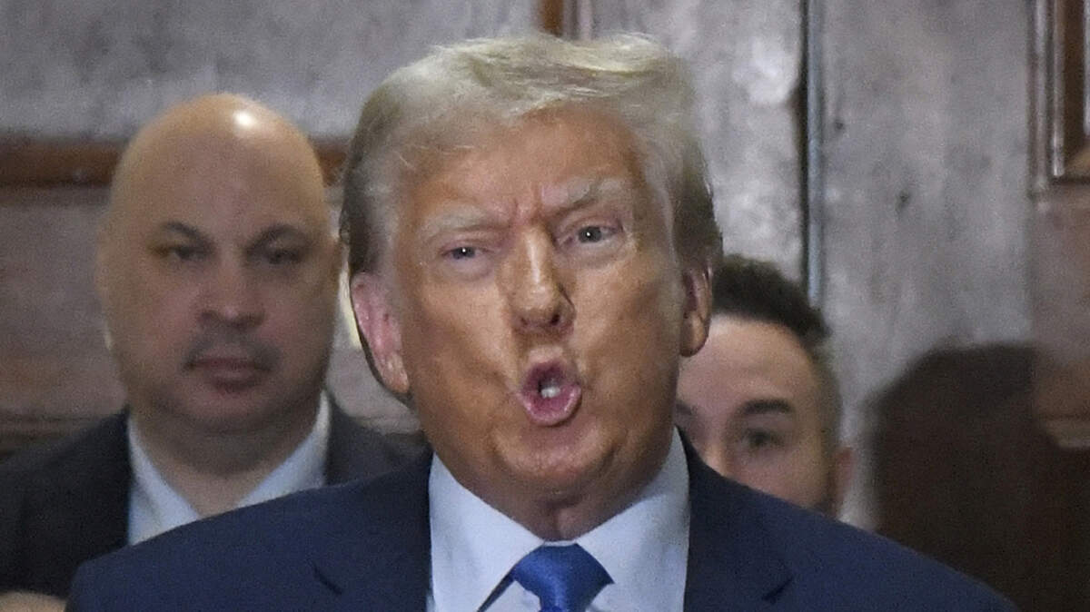 Nov 6, 2023; New York, NY, USA; Former President Donald Trump speaks after testifying at his civil business fraud trial in New York Supreme Court on Monday, Nov. 6, 2023 in New York City, NY. 11/6/2023 Mandatory Credit: Jennifer Altman-USA TODAY