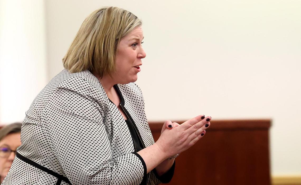 Assistant District Attorney Kim D’Avignon gives closing arguments during the sentencing phase of Jason Thornburg’s trial on Wednesday, Dec. 4, 2024, at the Tim Curry Criminal Justice Center in Fort Worth. Thornburg was convicted of capital murder in the killings of three victims in September of 2021.