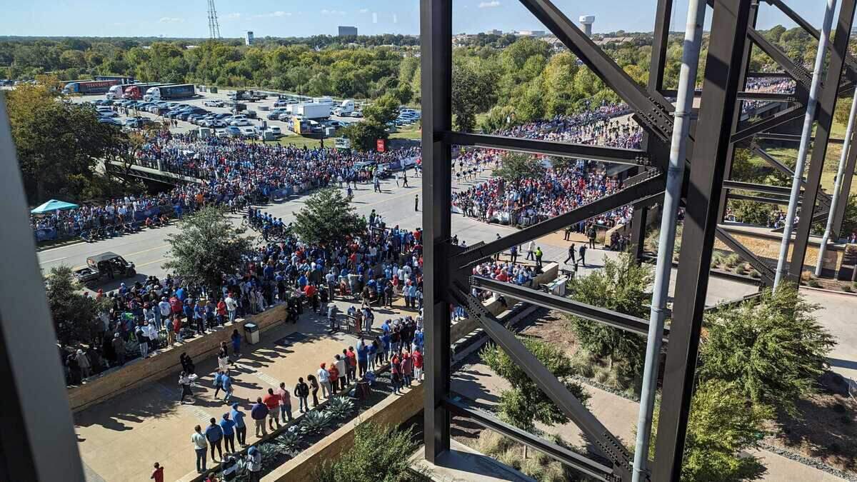 The Rangers victory parade starting at 12:15 p.m. in Arlington