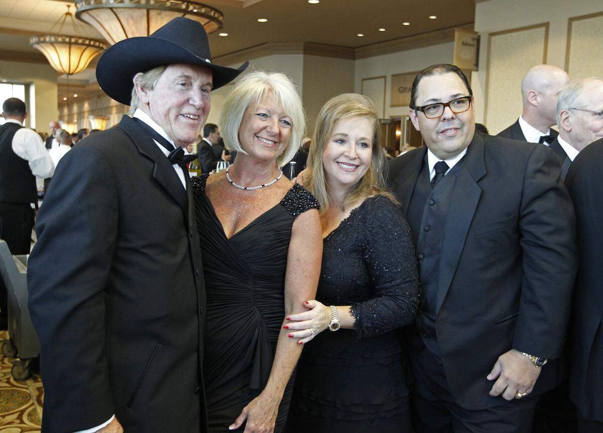Glen, left, and Janet Hahn with Susan and Vicktor Medina at the black tie gala celebrating the USS Fort Worth in Galveston, Texas, on Sept. 21, 2012.