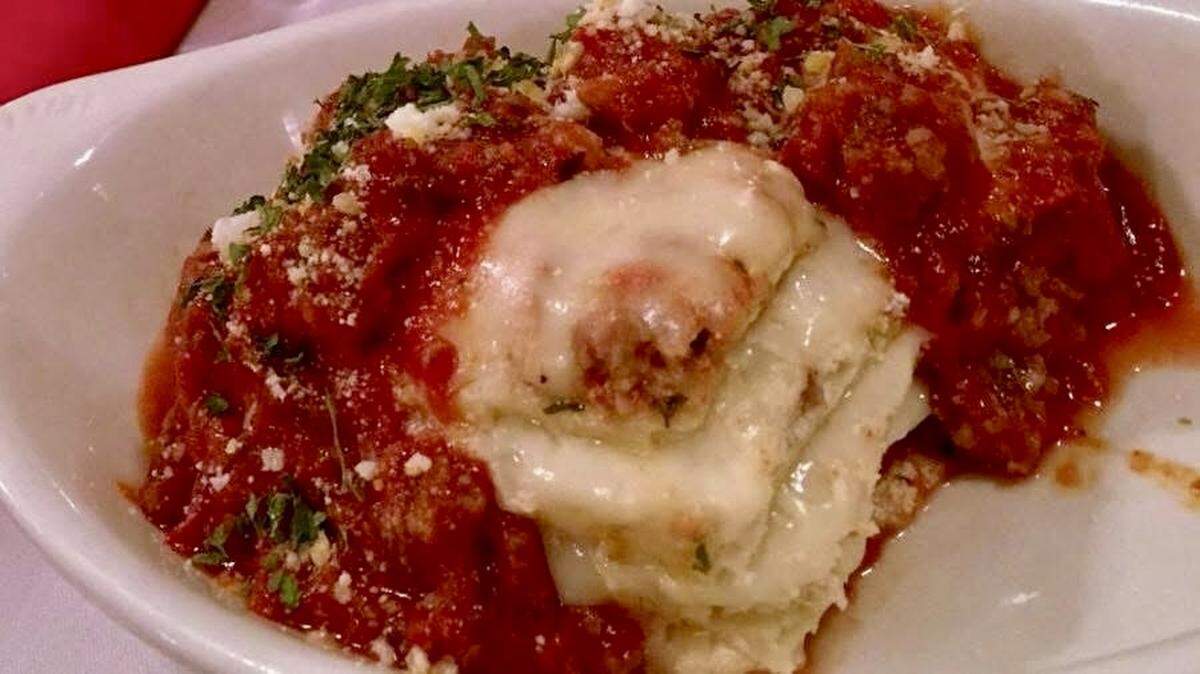 Lasagna at Mancuso’s Italian Restaurant.