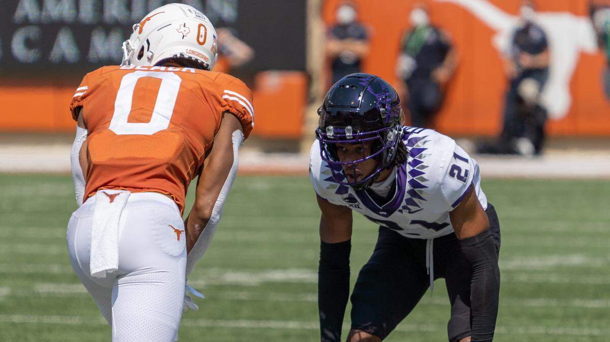 TCU’s Noah Daniels (21) is tied for the team lead with three pass breakups this season.