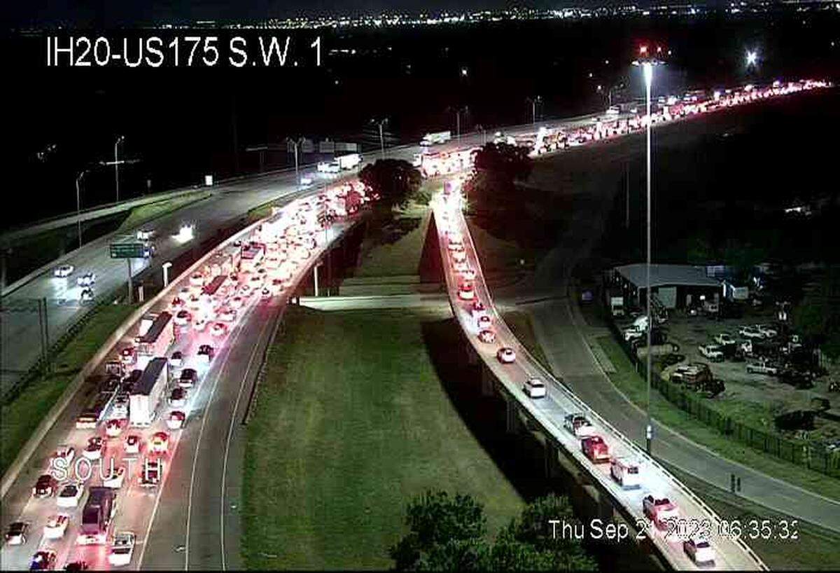Interstate 20 in Dallas was closed early Thursday morning, Sept. 21, 2023, after a hit-and-run crash that killed an Arlington police motorcycle officer who was on his way to work.