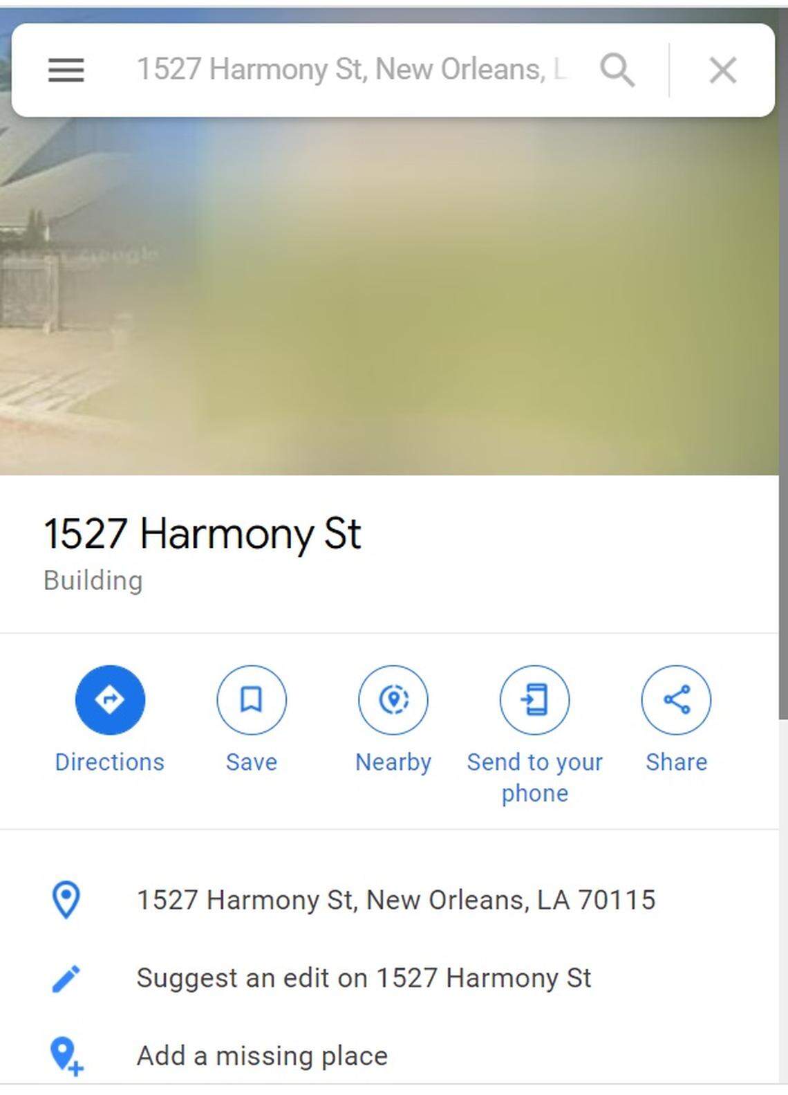 Screen grab of 1527 Harmony St, New Orleans, LA