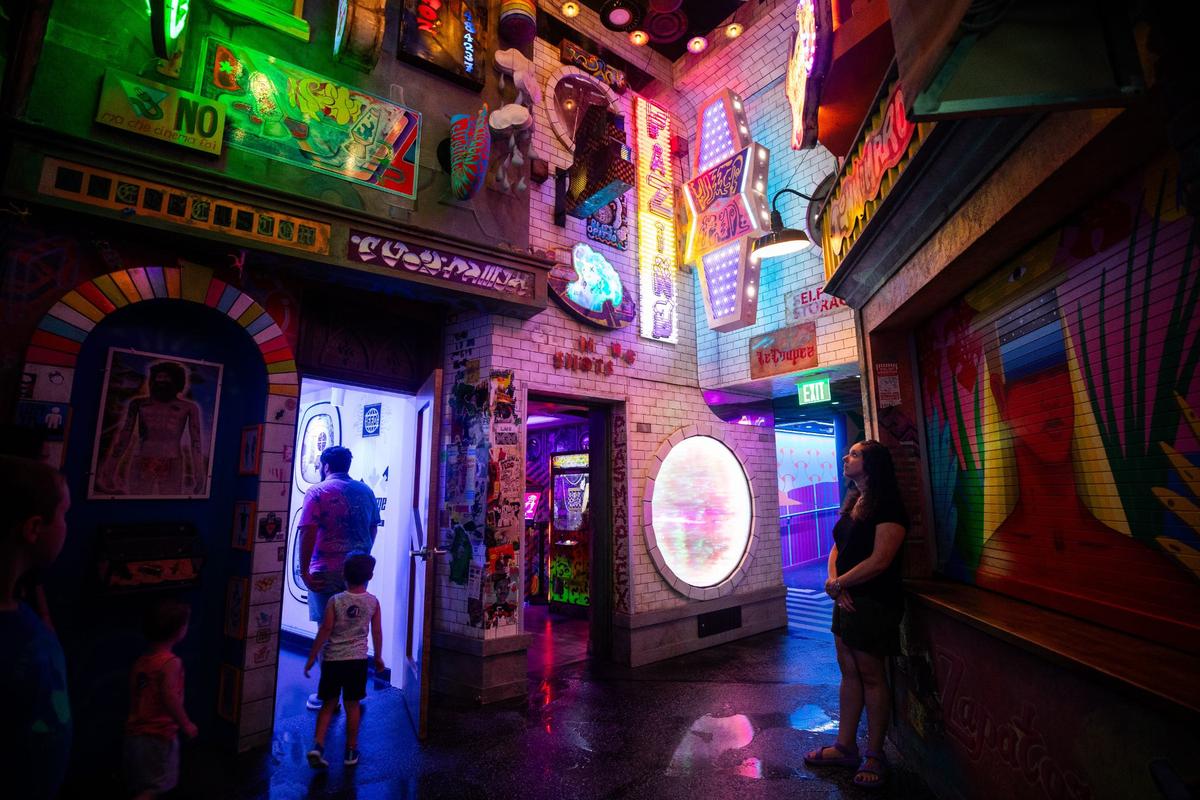 Guests walk through an interactive exhibit on Wednesday, June 12, 2024, at Meow Wolf in Grapevine. Each section of Meow Wolf is made by artists around the metroplex.