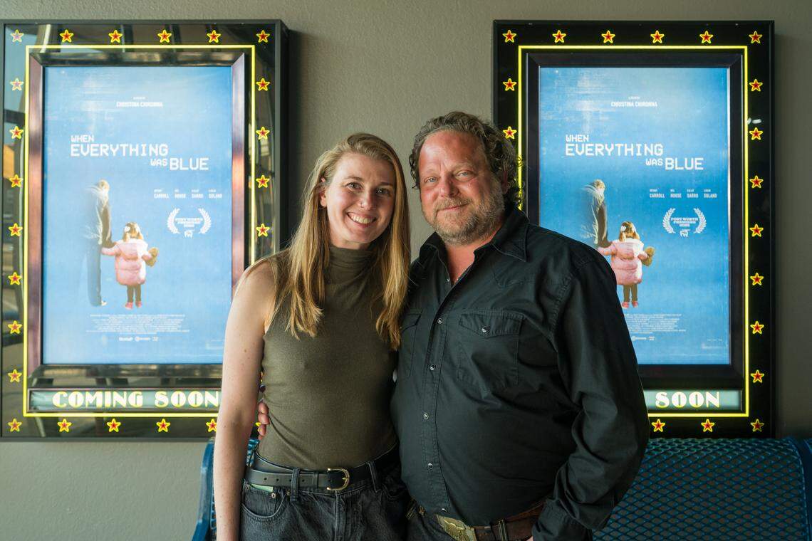 “When Everything Was Blue” director Christina Chironna and star Bryant Carroll at the film’s premiere at Texas Movie Bistro in Lake Worth on Thursday, Sept. 19, 2025.