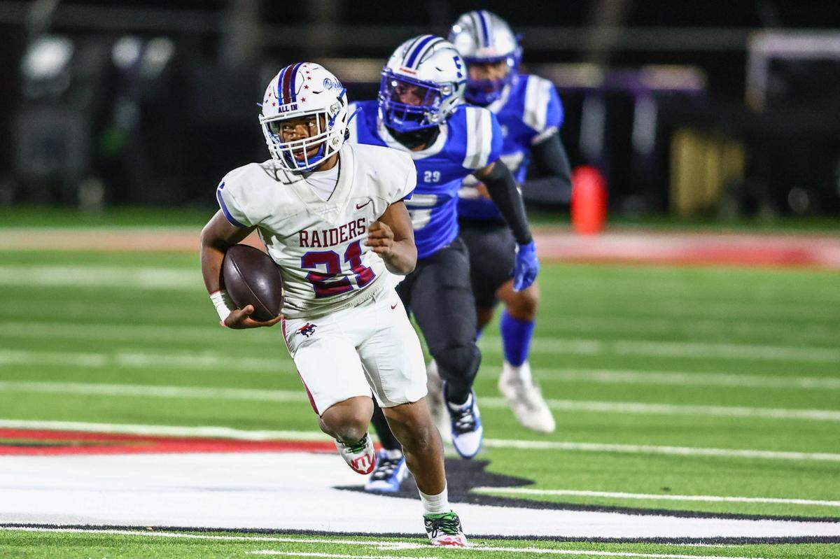 Fort Worth Southwest quarterback Zachariah Cain runs for a long gain against Fort Worth Eastern Hills on Thursday, Oct. 17, 2024 at Scarborough-Handley Field in Fort Worth, Texas.