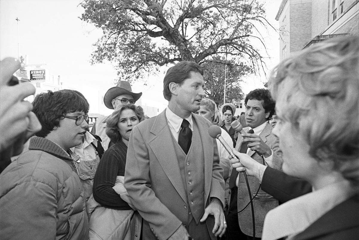 Defense attorney Don Crowder outside of the old Collin County Courthouse after a jury acquitted Candace Montgomery