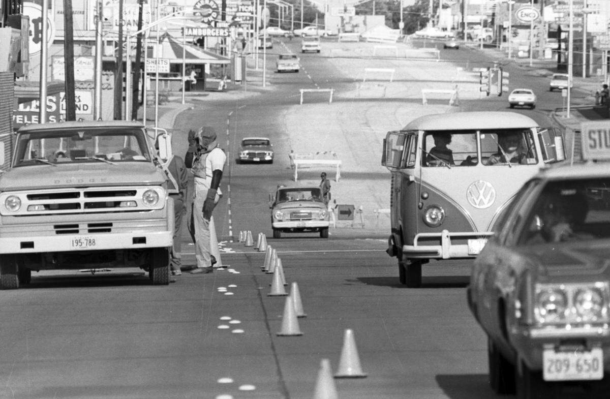 July 28, 1972: Construction on West Berry Street in Fort Worth.