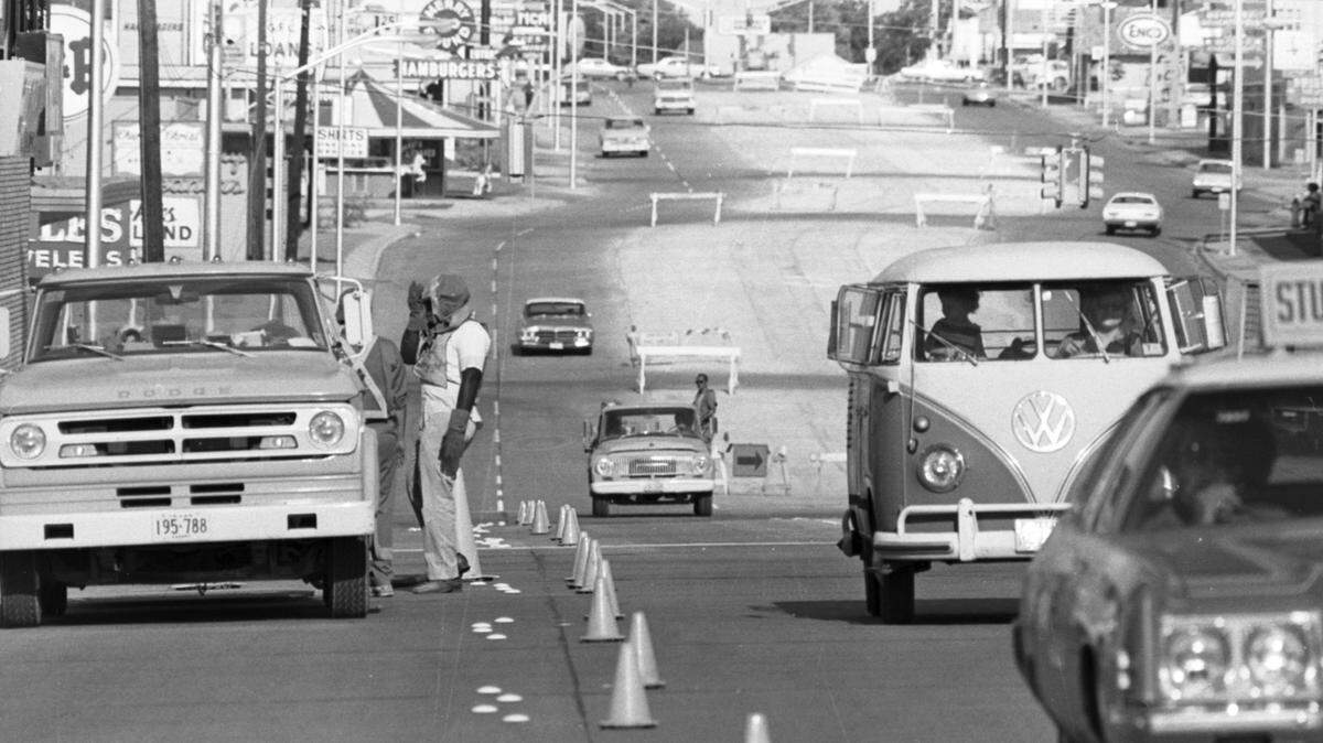 July 28, 1972: Construction on West Berry Street in Fort Worth.