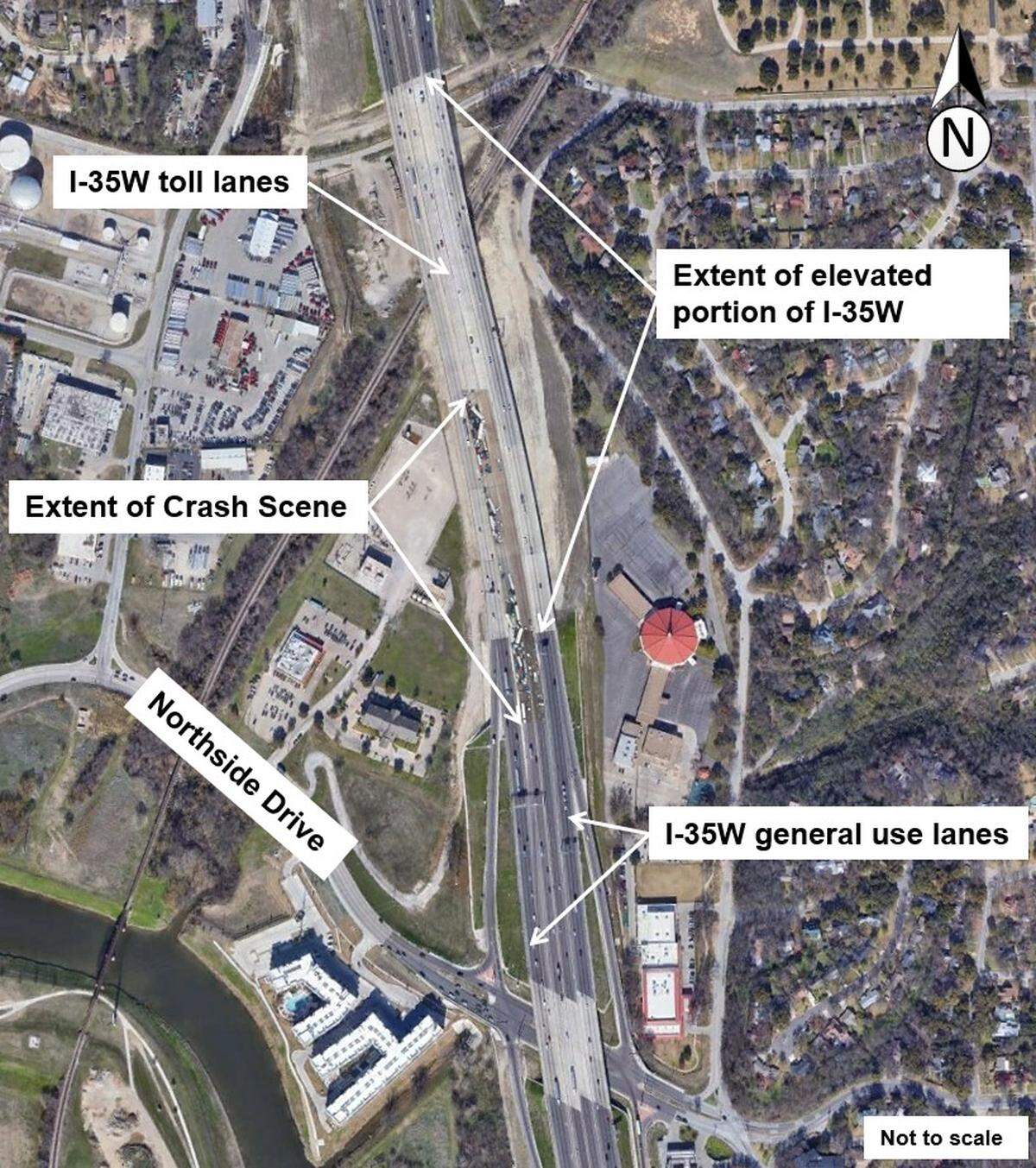 Figure 2. Crash scene (Source: Adapted from Google Earth).