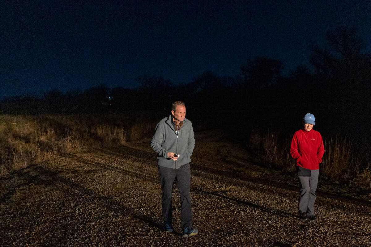 Volunteers Steve and Rebecca Montgomery search for unsheltered individuals during the Point in Time Count on Thursday, Jan. 27, 2023, in Fort Worth.