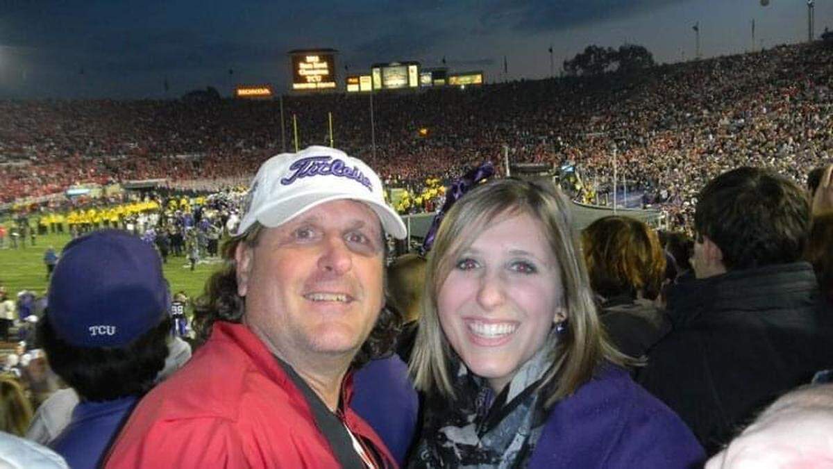 TCU alumni Briana Wucinski remembers traveling to California with family to watch the 2011 TCU Rose Bowl game. Now she works at a Fort Worth non-profit and gives back to the community and school that equipped her for her career.