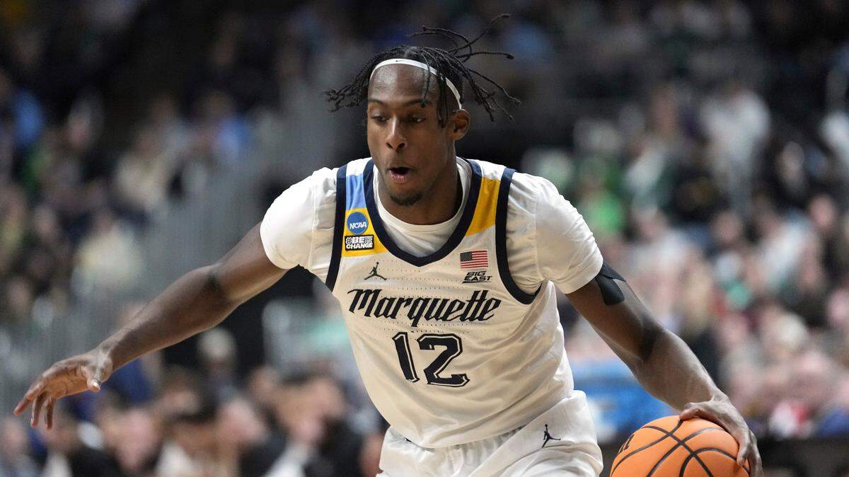 Te Dallas Mavericks obtained Marquette forward Olivier-Maxence Prosper (12) via a trade in the first round during the NBA draft on Thursday.