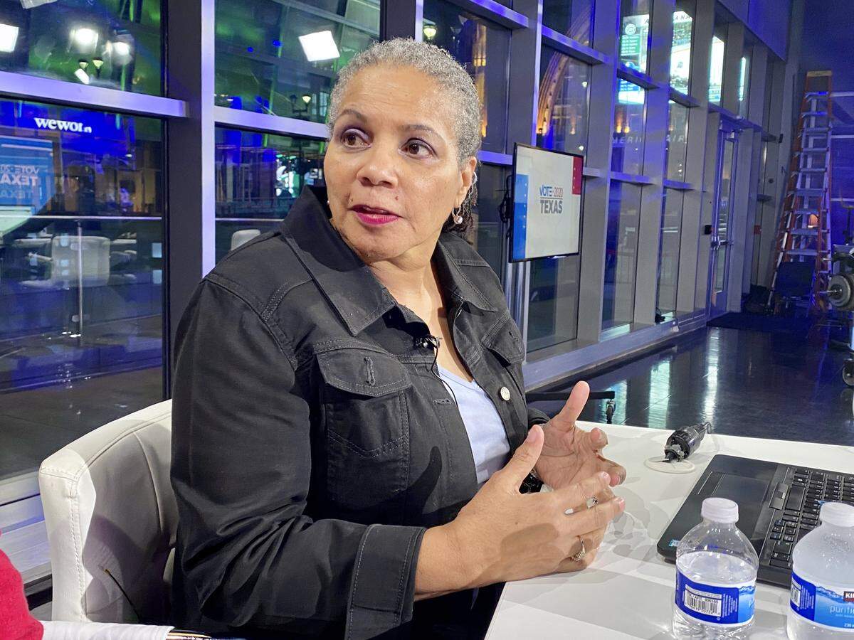 Tarrant County Democratic Party Chairwoman Deborah Peoples at WFAA on Super Tuesday night, March 3, 2020.
