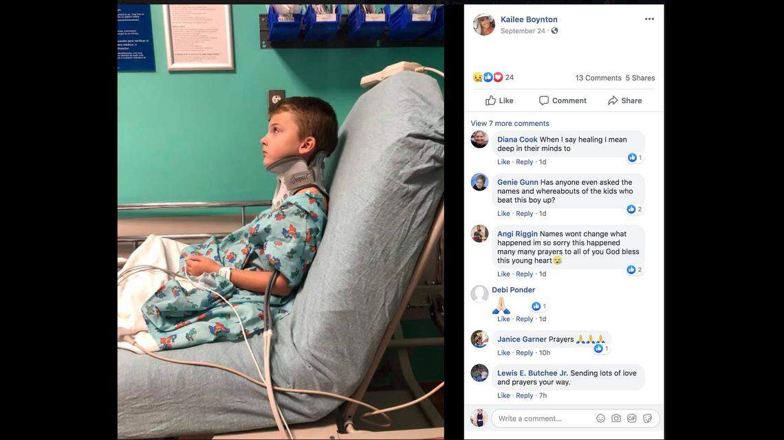 A woman in Texas says her 8-year-old brother was beaten unconscious by other students at school.