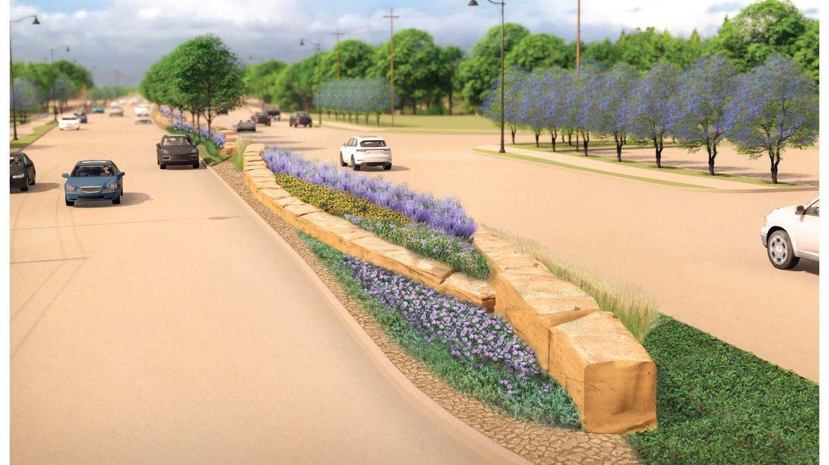An artist’s rendering shows what State Highway 26 will look like once the beautification on the roadway project is complete in Colleyville.