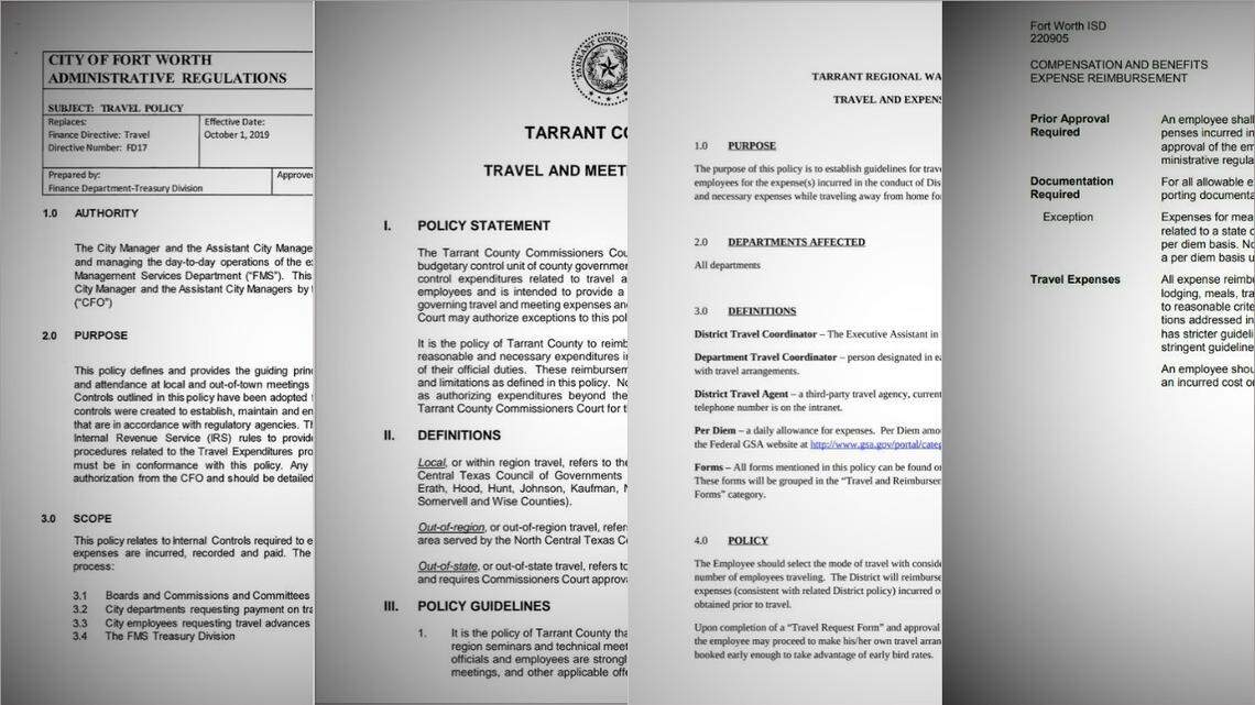 What are the travel expense rules for public employees in Tarrant County? It depends