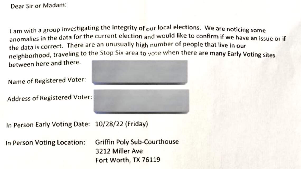 Woman behind voting integrity letter has ties to Fort Worth Police Department