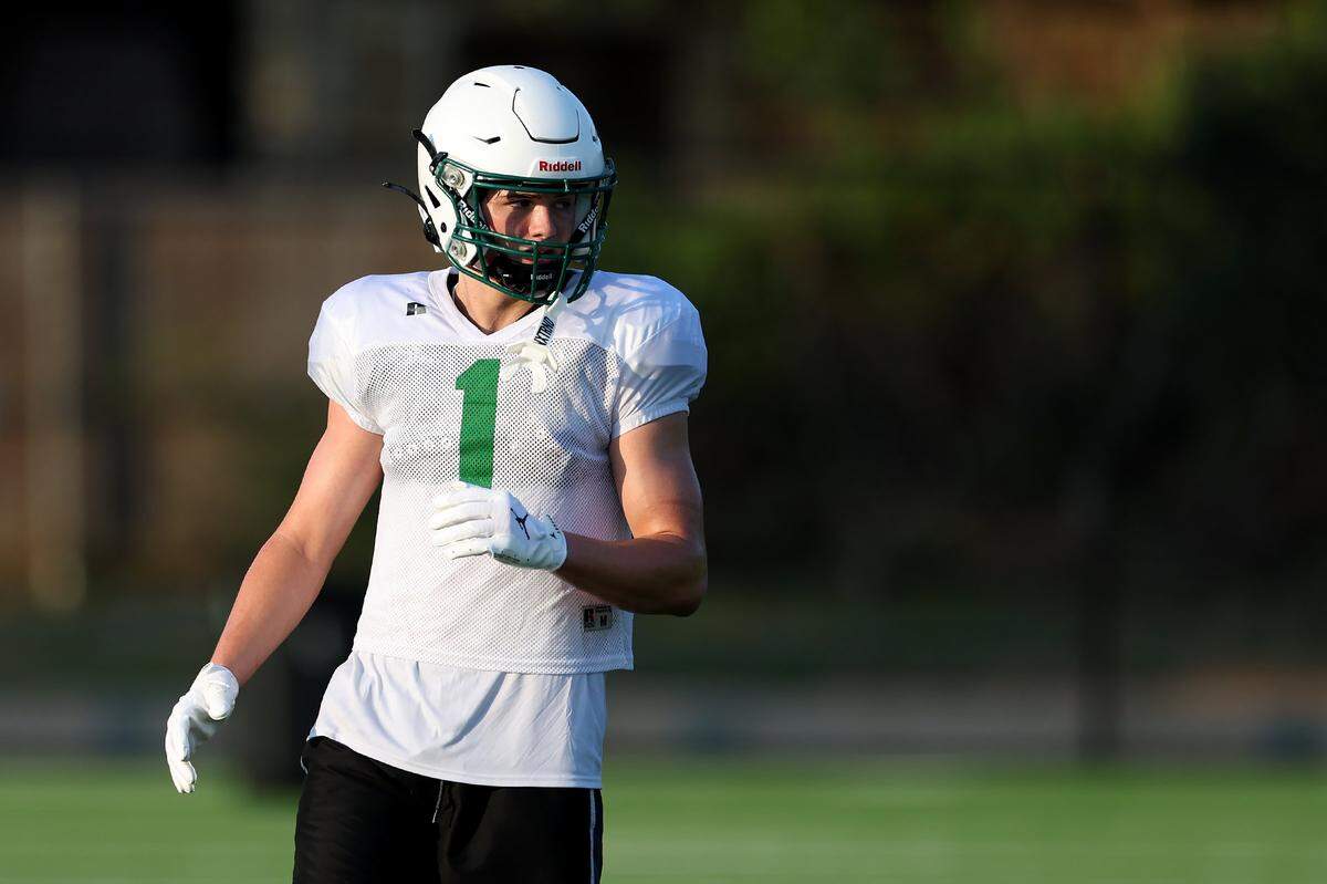 Southlake Carroll wide reeiver Brock Boyd during morning practice on Wednesday, Aug. 6, 2025, in Southlake.