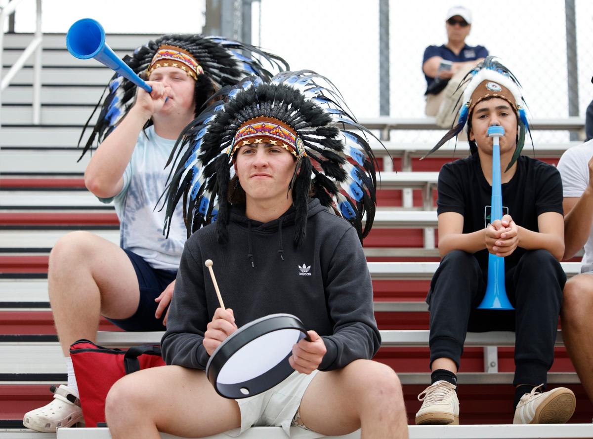Keller fans drummed up some support for their team during a UIL District 6A Region 1 Bi-district softball playoff game at Saginaw High School in Saginaw, Texas, Thursday, April 25, 2024. Paschal defeated Keller 3-2. (Special to the Star-Telegram/Bob Booth)