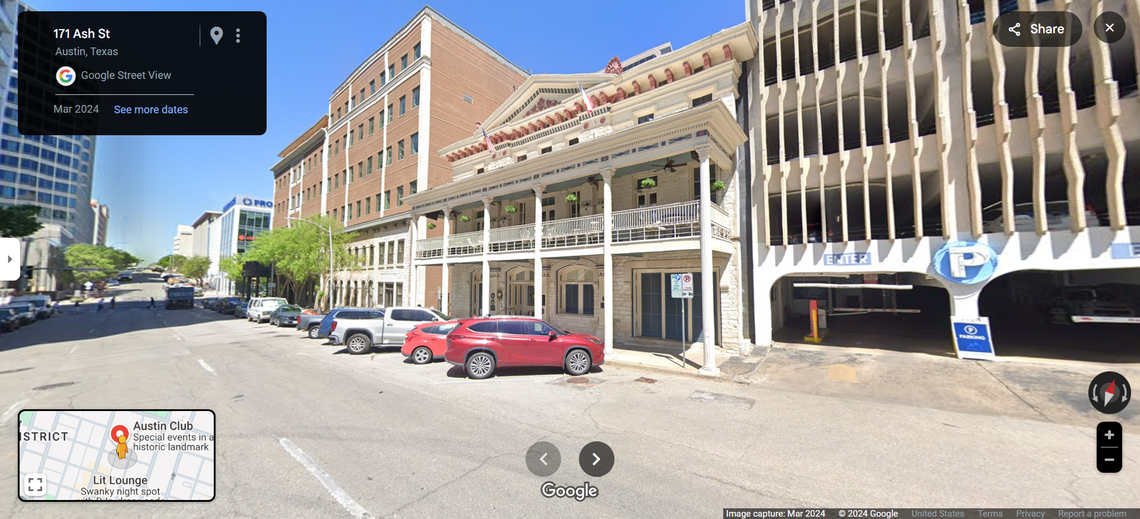 The Austin Club is located at 110 E. 9th St.