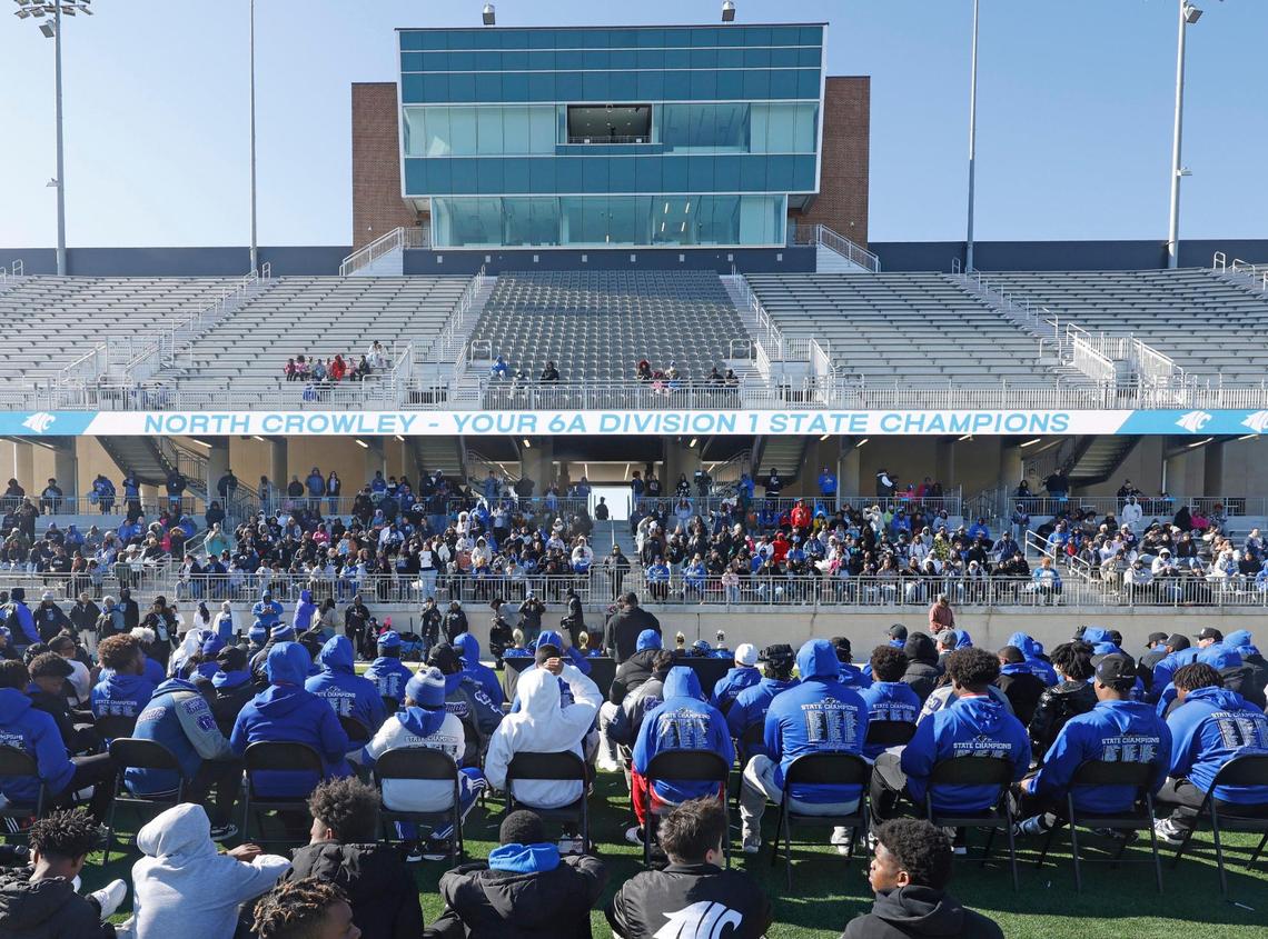 Students, citizens and fans attended the UIL 6A D1 Championship Parade at Crowley ISD Multi-purpose Stadium in North Crowley, Texas, Saturday, Jan. 18, 2025.