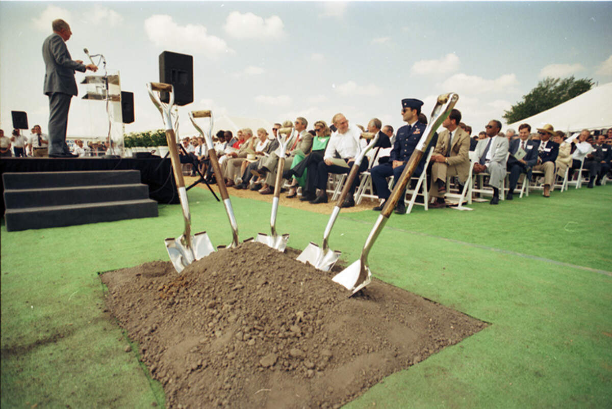 July 13, 1988: The Alliance airport groundbreaking with Fort Worth Mayor Bob Bolen speaking on the podium.