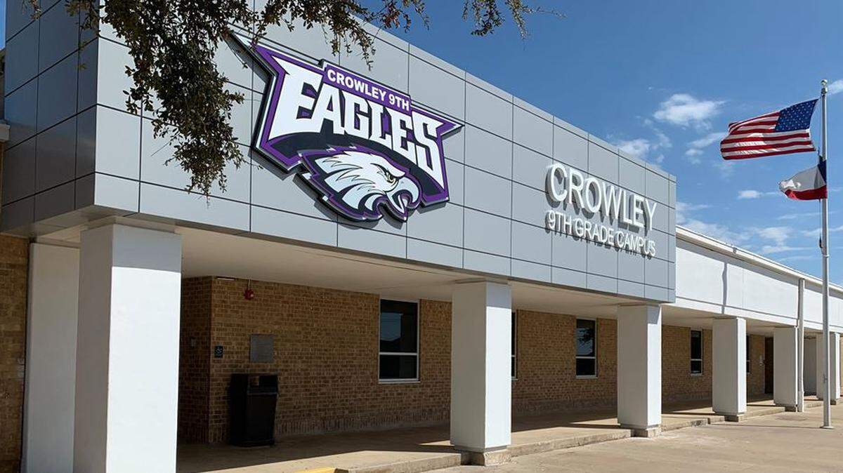 A video posted to social media shows a teacher pinning down a student at Crowley Ninth Grade Campus. The teacher is now on administrative leave.