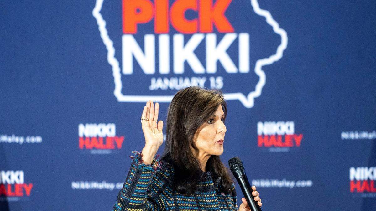 Presidential candidate Nikki Haley speaks during a town hall at Vittoria Lodge on in November in Ankeny, Iowa.