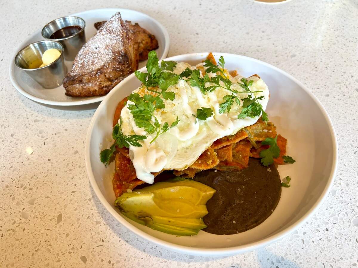 Chilaquiles and strawberry-lavender scones May 26, 2023, at the Second Bar + Kitchen location in Austin.
