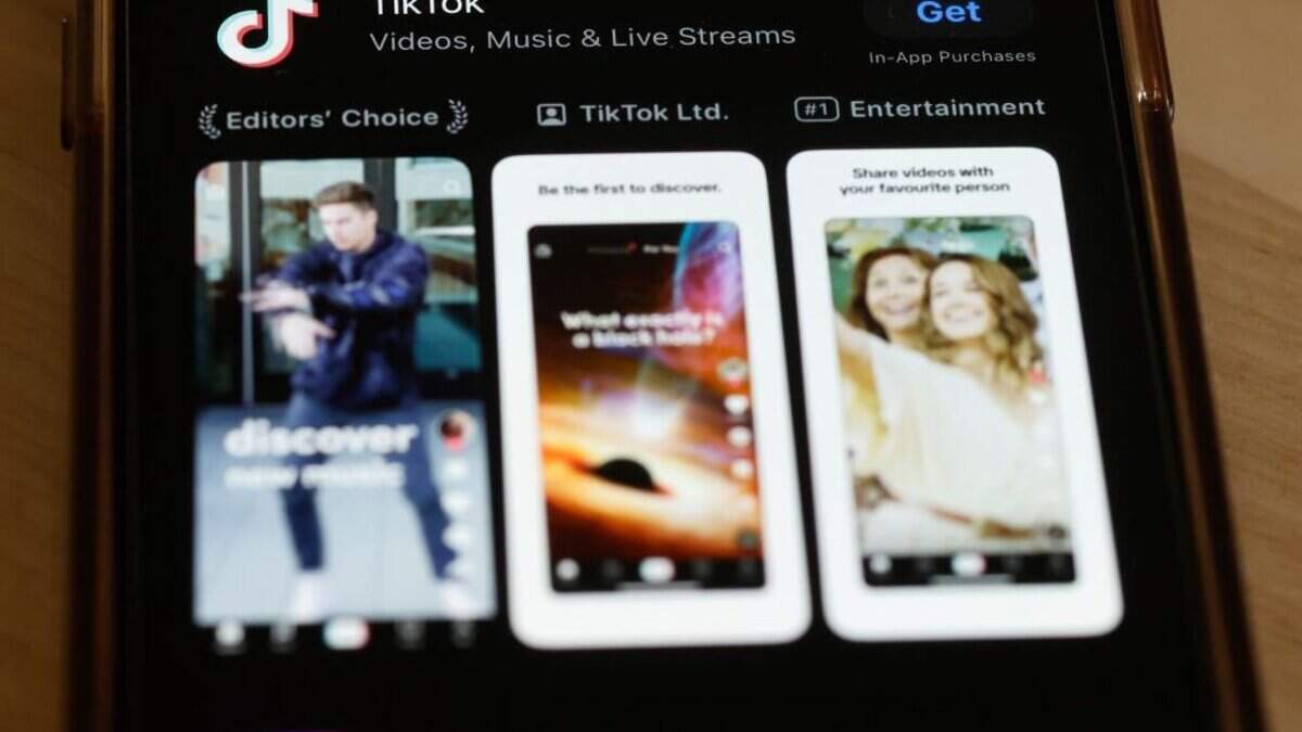 NEW YORK, NEW YORK - MARCH 13: In this photo illustration, the TikTok app is seen in the app store on a phone on March 13, 2024 in New York City. Congress is set to vote and pass a bill that could ban the popular app TikTok nationwide and be sent to the Senate for a vote. The bill would force the Chinese firm ByteDance to divest from TikTok and other applications that it owns within six months after passage of the bill or face a ban. Lawmakers argue that ByteDance is beholden to the Chinese government making the app a national security threat. (Photo Illustration by Michael M. Santiago/Getty Images)